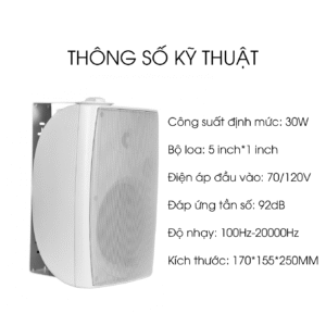 Thông số kỹ thuật loa hộp treo tường 30W cho quán cafe