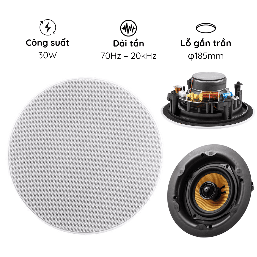 Loa âm trần Kacaudio 628 chính hãng