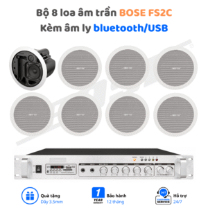 Bộ 8 loa âm trần Bose FS2C kèm ampli Bluetooth J18D chính hãng