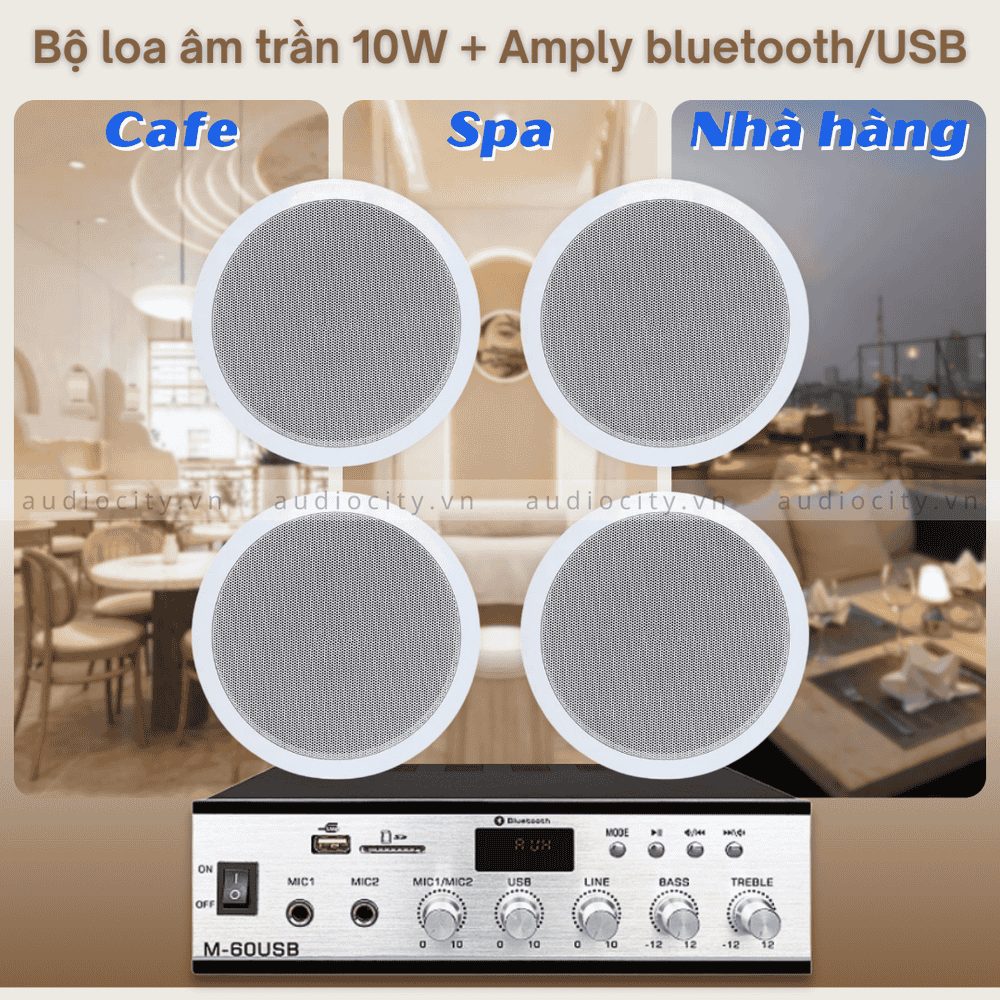 Bộ 4 Loa Âm Trần Cho Spa, Thẩm Mỹ Viện, Quán Cafe, Nhà Hàng, Siêu Thị