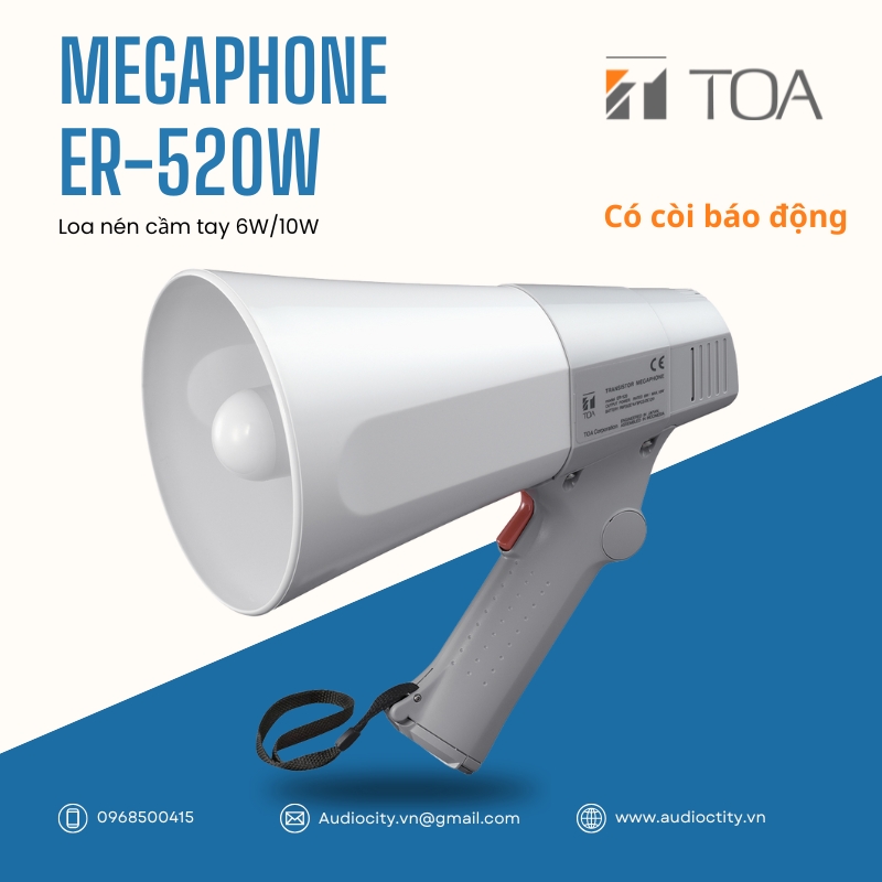Megaphone cầm tay Toa ER-520W 10W có còi huýt | Chính hãng TOA
