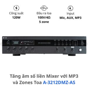 Tăng Âm Số Liền Mixer TOA A-3212DMZ-AS 120W - chính hãng