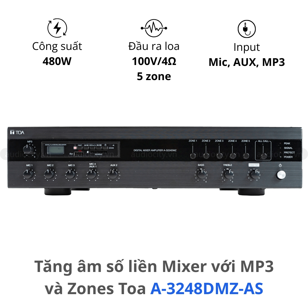 Tăng Âm Số Liền Mixer TOA A-3248DMZ-AS 480W chính hãng