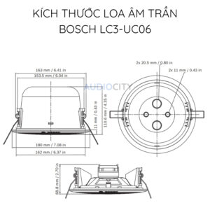 Kích thước loa âm trần Bosch LC3-UC06