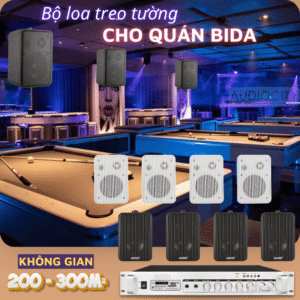Bộ loa treo tường cho quán bida: Combo 8 loa Kacaudio 204A & Amply J18D