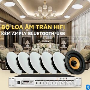 Loa âm trần cho không gian lớn: Bộ 6 loa Kacaudio 628 & Amply J18D